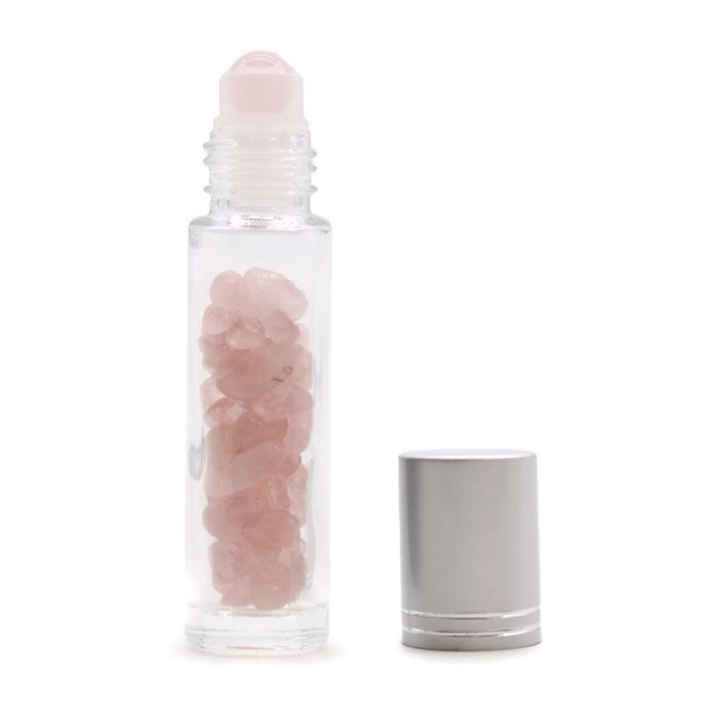 CGRB-10 Edelstein Öl-Roller Rosenquarz – Edelstein-Öl-Roller 5ml – Rosenquarz, Silberkappe | Mona und Meer