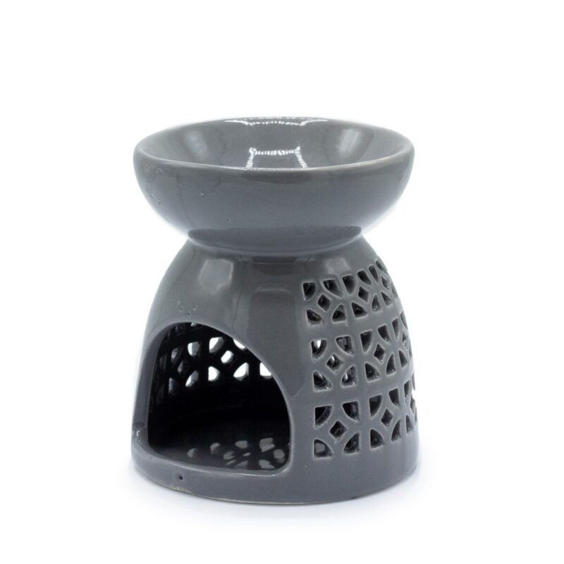 OB-310 Duftlampe Keramik – Duftlampe Klassisch – Marokkanisches Muster, Grau | Mona und Meer
