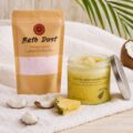 Geschenkset Kleine Auszeit – Badestaub und Zuckerpeeling Kokos – Geschenksets | Mona und Meer (Symbolbild, KI-generiert)